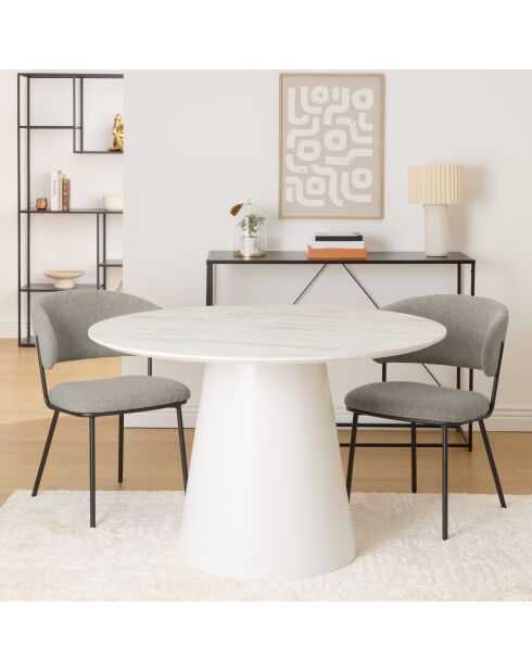 Table à manger ronde Taquari blanche - D.120 cm