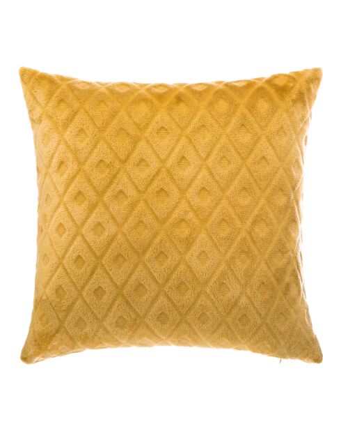 Lot de 2 coussins flanelle 3D Losange ocre - 40x40 cm