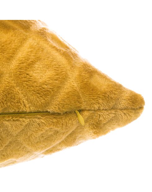 Lot de 2 coussins flanelle 3D Losange ocre - 40x40 cm