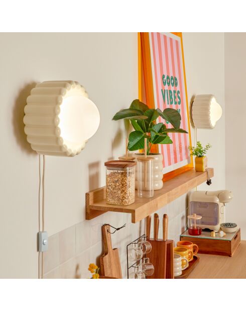 Lampe à poser en céramique Lotta crème - D.23 cm