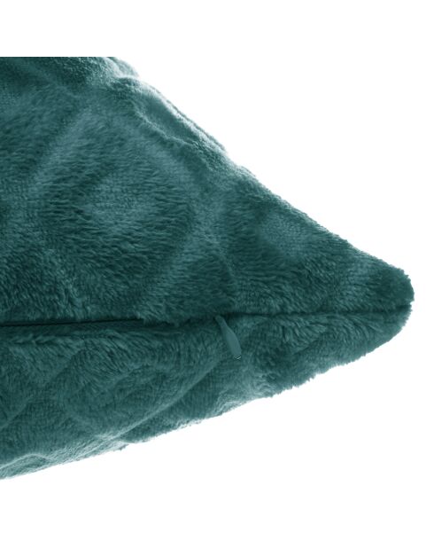 Lot de 2 coussins flanelle 3D Losange bleus - 40x40 cm