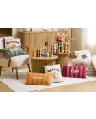 Lot de 2 coussins en coton brodés Good Luck écru/vert - 40x40 cm