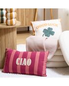 Lot de 2 coussins en coton brodés Good Luck écru/vert - 40x40 cm