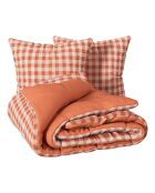 Parure seer imprimé vichy terracotta - 240x220 cm