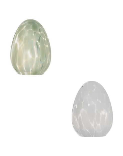 Déco oeuf en verre sauv assortie - H.16.5 cm