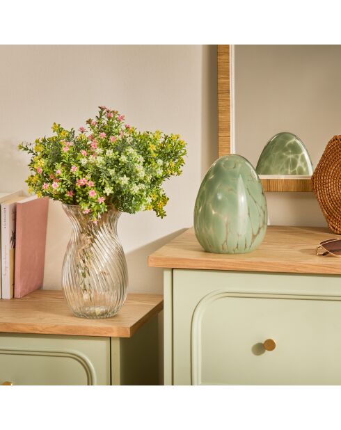Déco oeuf en verre sauv assortie - H.16.5 cm