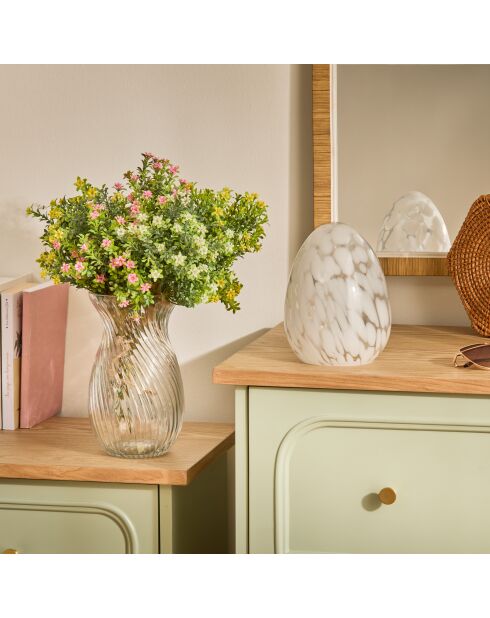 Déco oeuf en verre sauv assortie - H.16.5 cm
