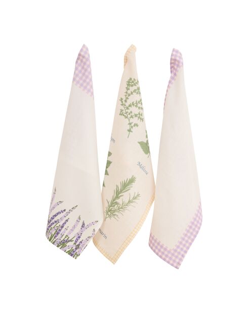 Lot de 3 torchons en coton Slub garri blancs - 45x70 cm