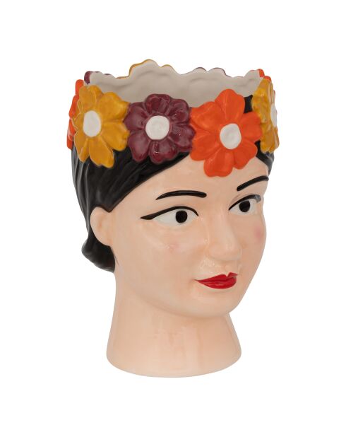 Vase en céramique Tête femme yuca multicolore - H.18 cm