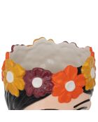 Vase en céramique Tête femme yuca multicolore - H.18 cm