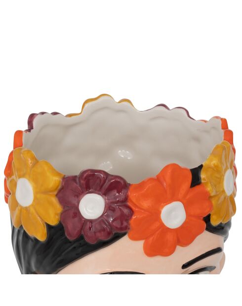 Vase en céramique Tête femme yuca multicolore - H.18 cm
