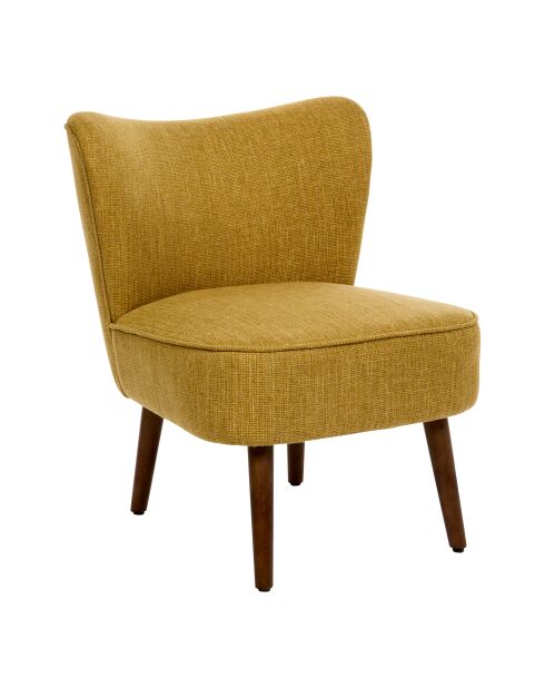Fauteuil en tissu aera ocre/noyer - 68 x 58 x 51 cm