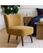 Fauteuil en tissu aera ocre/noyer - 68 x 58 x 51 cm
