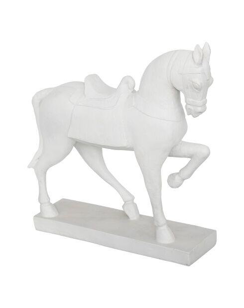 Statue Cheval résine Lit blanc - H.35 cm