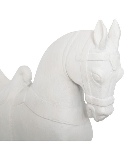 Statue Cheval résine Lit blanc - H.35 cm