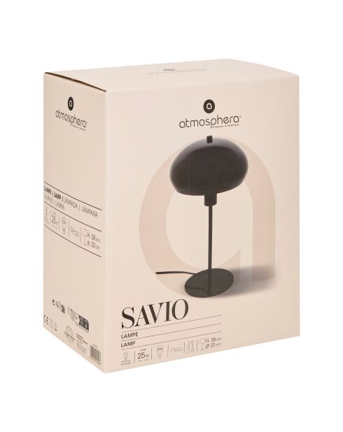 Lampe champi savio noire - H.38 cm