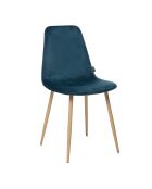 Lot de 4 Chaises en velours Roka bleu canard  - 45 x 51 x 87 cm