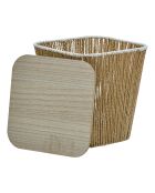 Lot de 3 table à café + 2paniers Banjo beige - 37 x 37 x 40 cm