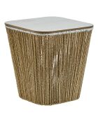 Lot de 3 table à café + 2paniers Banjo beige - 37 x 37 x 40 cm
