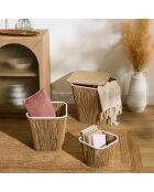 Lot de 3 table à café + 2paniers Banjo beige - 37 x 37 x 40 cm