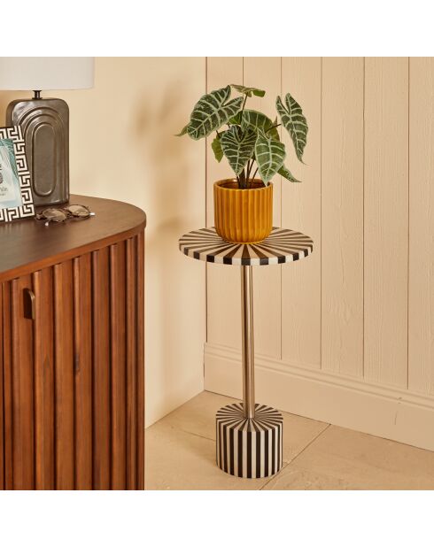 Table basse en marbre Nema noir/blanc - 65 x 20 x 44 cm