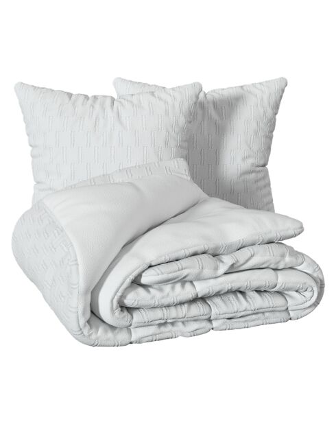 Parure jacquard micro Edie blanche - 260x240 cm