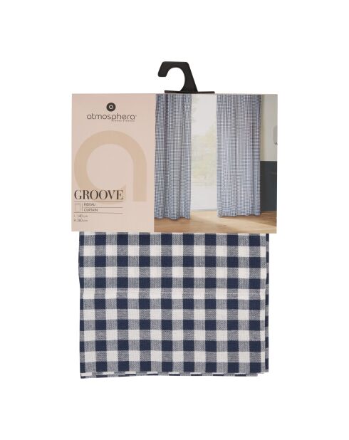 Lot de 2 rideaux Groove vichy bleus - 140x260 cm