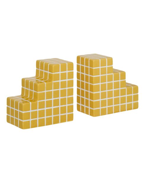 Serre livres en céramique Pool jaune - H.14.9 cm