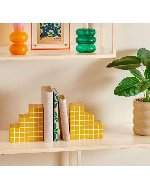 Serre livres en céramique Pool jaune - H.14.9 cm