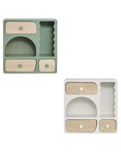 Boite à 3 tiroirs en bois Cherie assortie - H.26 cm