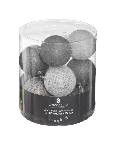 Guirlande Tara à piles 10 boules fumé - D.6 cm
