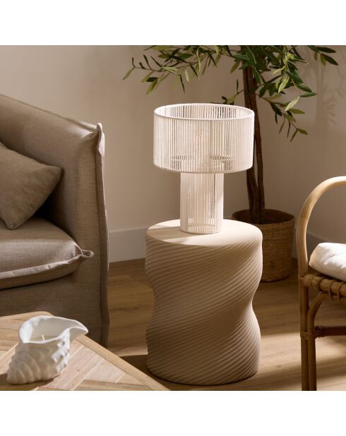 Lampe en coton Miria blanche - H.34 cm