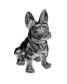 Statue Chien céramique Eden argenté - H.22 cm