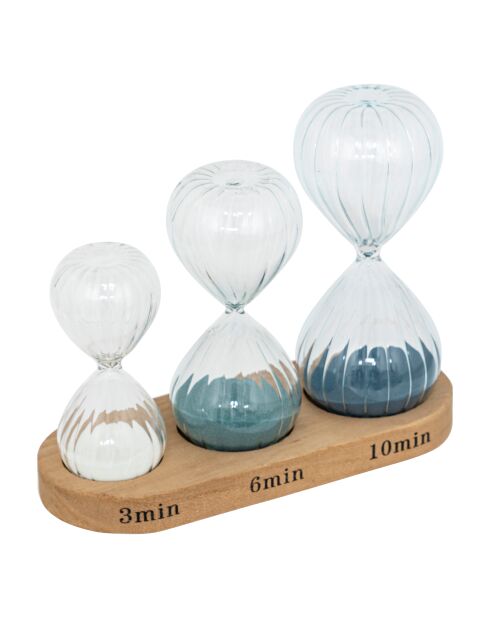 Sablier en verre et bois Sabi multicolore - H.15 cm
