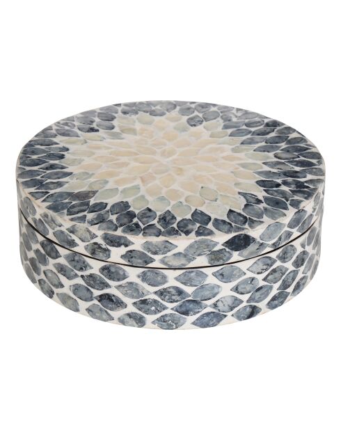 Boite ronde nacre Sheila gris - 25,5 x 25,5 x 8 cm
