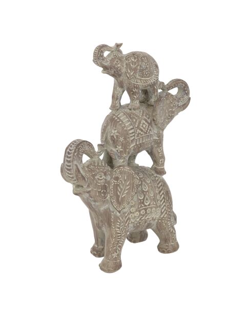 Statue Elephant résine abou marron - H.31 cm