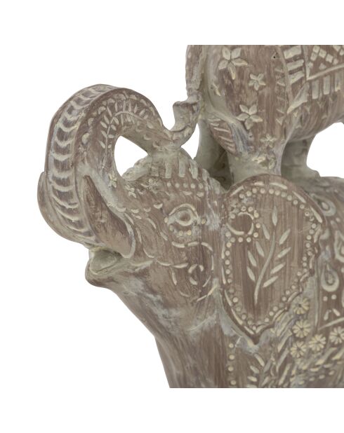 Statue Elephant résine abou marron - H.31 cm