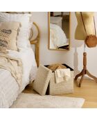 Lot de 2 Poufs pli Olma crème - 38 x 38 x 7 cm