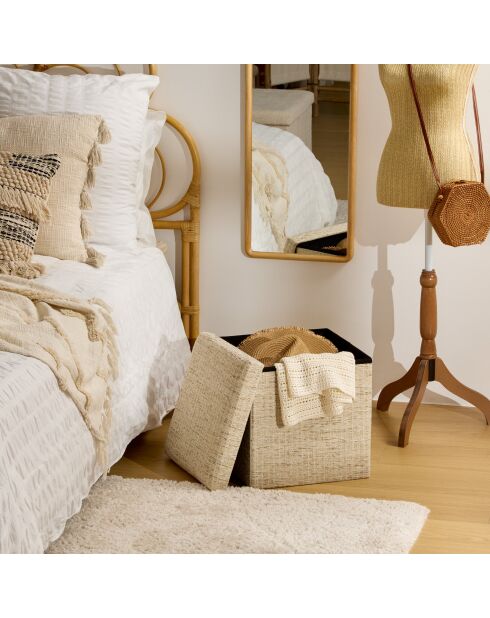 Lot de 2 Poufs pli Olma crème - 38 x 38 x 7 cm
