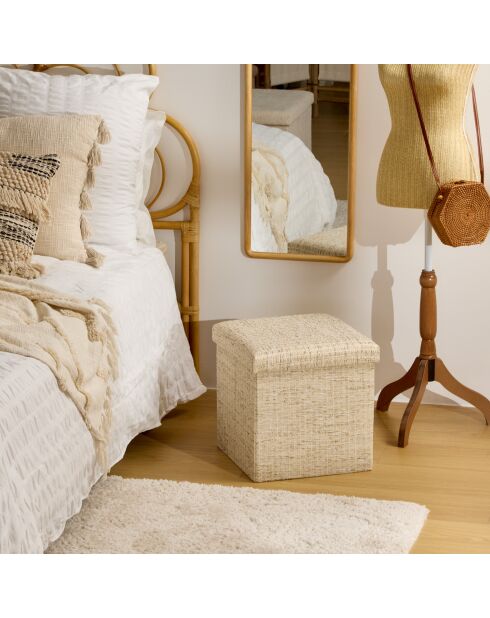 Lot de 2 Poufs pli Olma crème - 38 x 38 x 7 cm