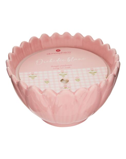 Bougie parfum en céramique fleur de rose - 200g