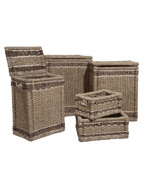 Lot de 5 paniers en roseau Giulian marron - 48 x 38 x 60 cm