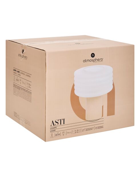 Lampe cyld en verre Asti argile - H.36 cm