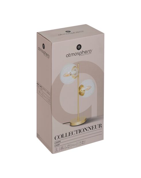 Lampe drt verre col dorée - H.50 cm