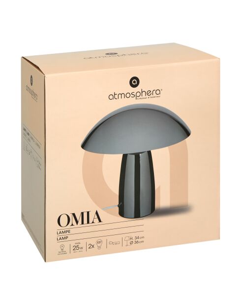 Lampe champi Omia argentée - H.34 cm