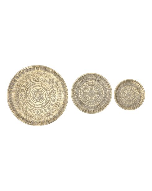 Lot de 3 plateaux rond en metal Samir doré - 57,5 x 57,5 x 4 cm