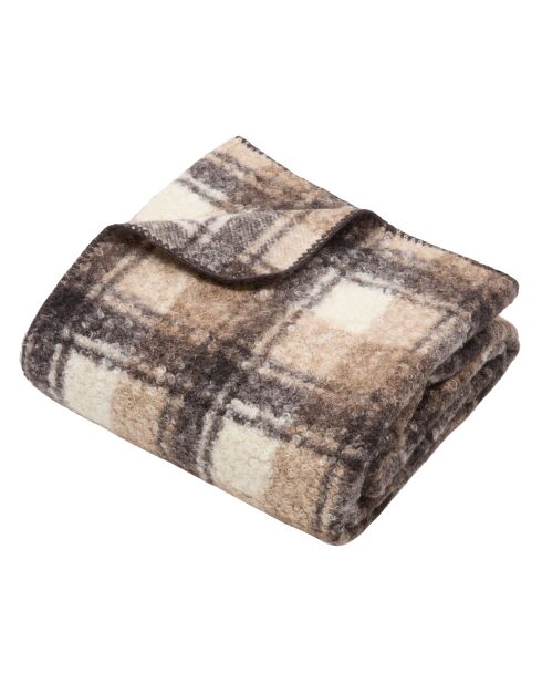 Plaid bouclé carreaux lin - 130x170 cm