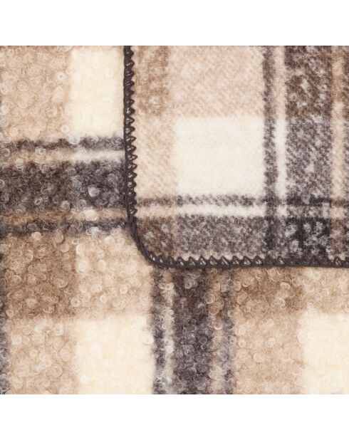 Plaid bouclé carreaux lin - 130x170 cm