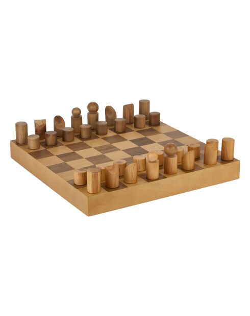 Jeu echec pin Micka marron - 40x40 cm