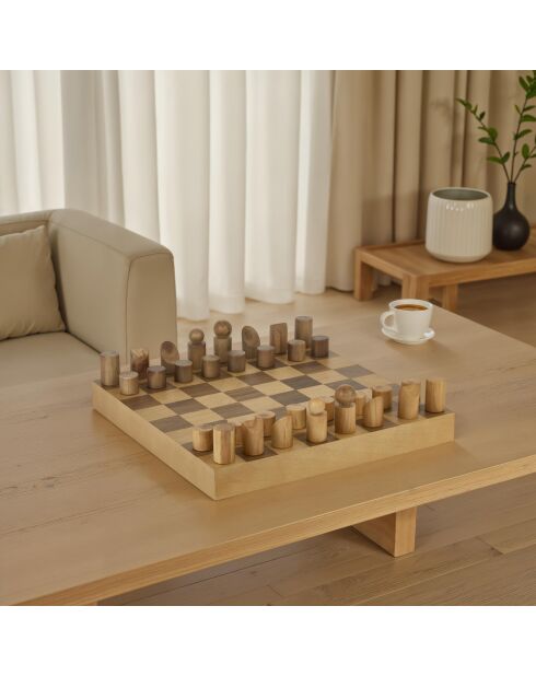 Jeu echec pin Micka marron - 40x40 cm